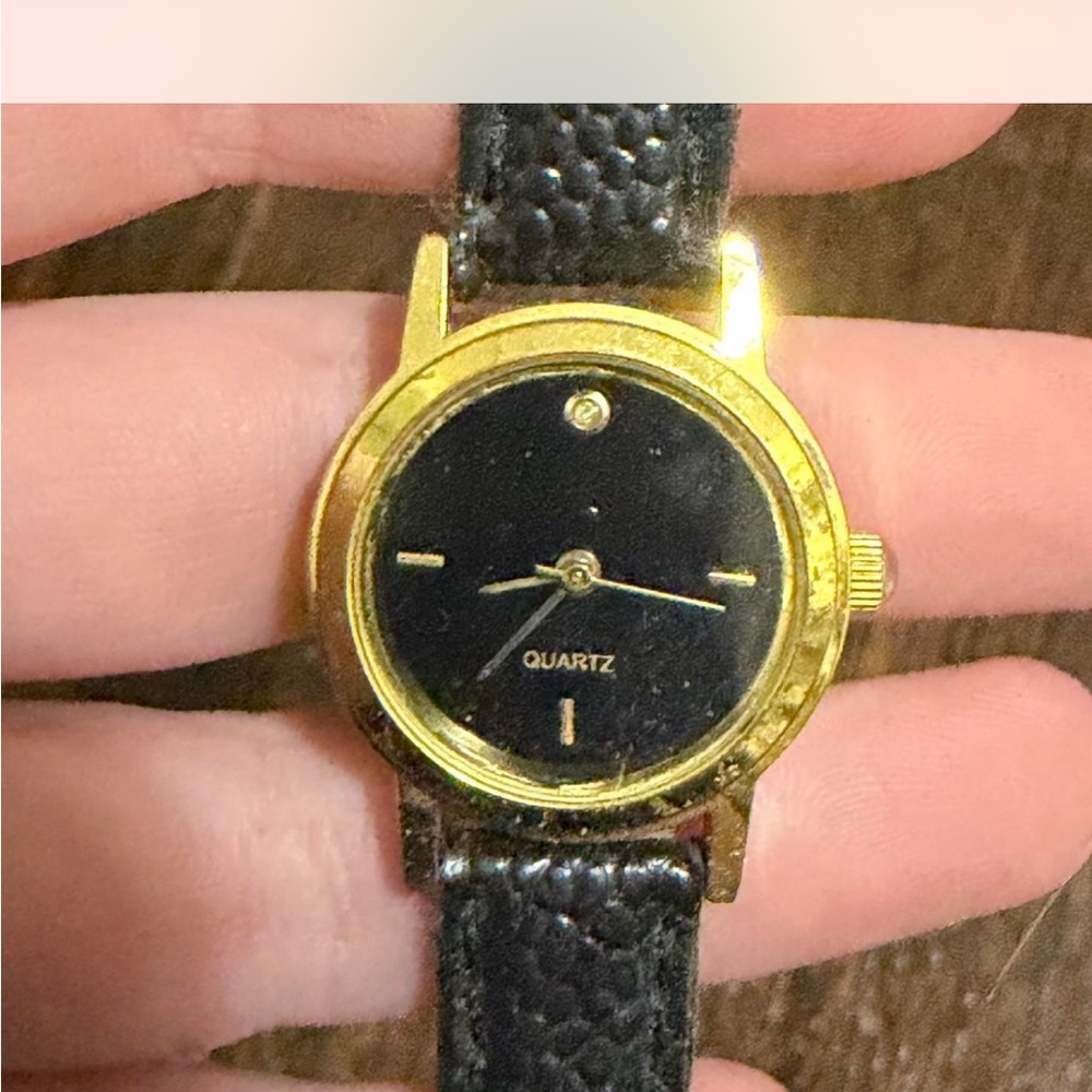 Classic Gold-Tone Black Dial Quartz Watch